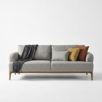 Moderne Driezitsbank 3-zitsbanken Ontwerp Grijs Modern Stof Polyester Nieuw