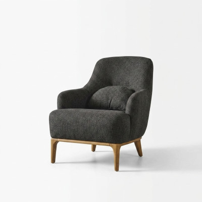 Fauteuil Ohrensessel Modern Stof Woonkamer Polyester Grijs Design Zitplaats