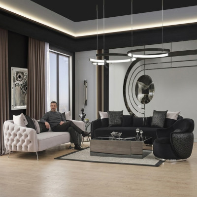 Sofagroep Bank Stoel 431 Zits Stof Luxe Banken Wit Zwart