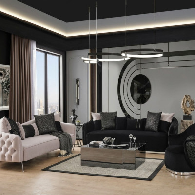 Sofagroep Bank Stoel 431 Zits Stof Luxe Banken Wit Zwart