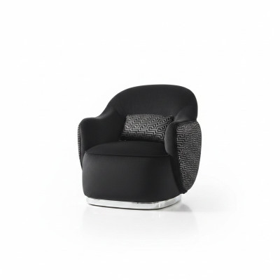 Fauteuil Oorfauteuil Modern Stof Woonkamer Polyester Zwart Design