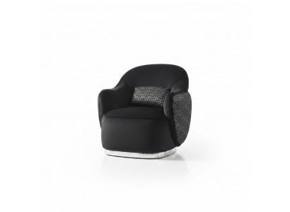 Fauteuil Oorfauteuil Modern Stof Woonkamer Polyester Zwart Design