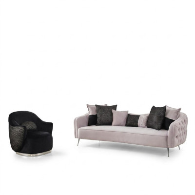 Moderne bankstel bank 3-zits fauteuil driezitter stof wit polyester set