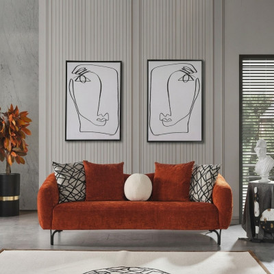 Dries-zitsbank 3-zitsbanken Design Moderne Stof Oranje Woonkamer