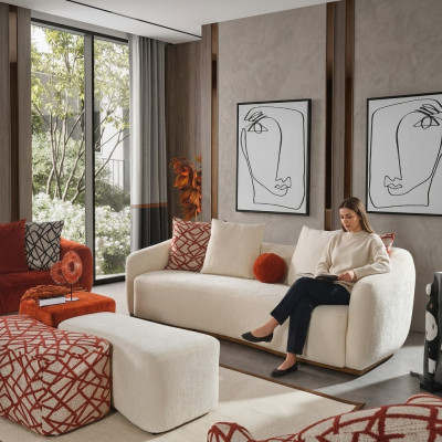 Vierzitsbank 4-zitsbanken Modern Design Stof Polyester Wit Nieuw