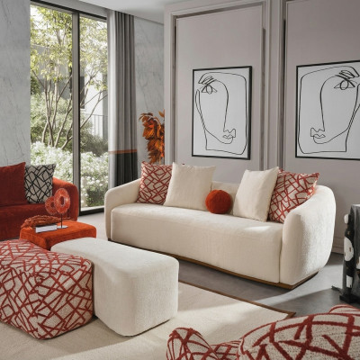 Vierzitsbank 4-zitsbanken Modern Design Stof Polyester Wit Nieuw