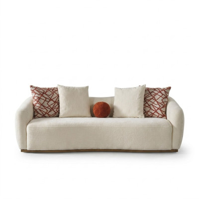 Vierzitsbank 4-zitsbanken Modern Design Stof Polyester Wit Nieuw