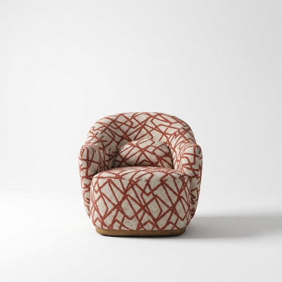 Fauteuil Ohrensessel Modern Stof Woonkamer Polyester Oranje Design