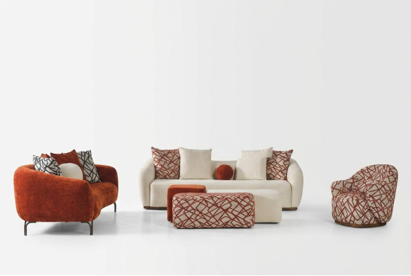 Complete bankstel bankstel bank 431 oranje stof 4-delige set