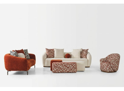 Complete bankstel bankstel bank 431 oranje stof 4-delige set