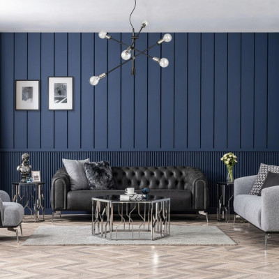 Sofaset Compleet bankstel Bankstel Bank 431 zit stof 3-delig Zwart