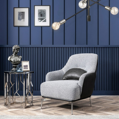 Stoel Oorfauteuil Modern stof Woonkamer Polyester Grijs Design Zitplek