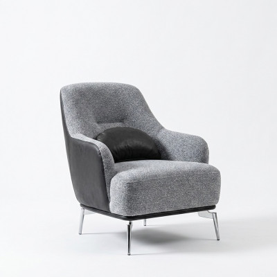 Stoel Oorfauteuil Modern stof Woonkamer Polyester Grijs Design Zitplek