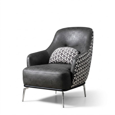 Fauteuil oorfauteuil kunstleer woonkamer polyester design zwart
