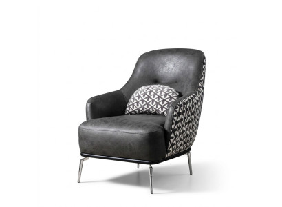 Fauteuil oorfauteuil kunstleer woonkamer polyester design zwart