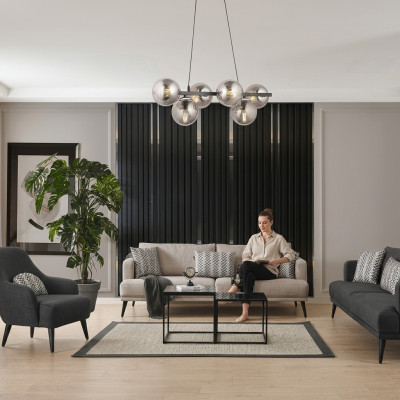 Complete bankstelbankstel 4-zitter grijs stof Modern Set