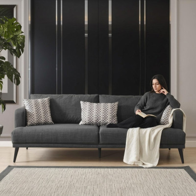 Vierzitsbank 4-zitsbanken Stof Grijs Modern Zitkamer Nieuw