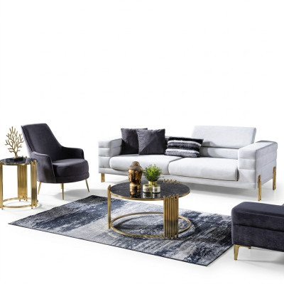 Luxe bankstel bankstel 4-zits fauteuil stof modern wit modern set