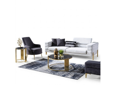 Luxe bankstel bankstel 4-zits fauteuil stof modern wit modern set
