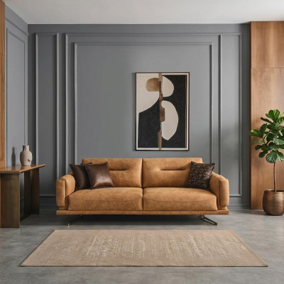 Driedelige bankstel 3-zits bankstellen Bruin kunstleer Woonkamer Luxe zitplaatsen