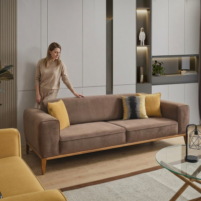 Vierzitsbank 4-zitsbanken Stof Bruin Woonkamer Luxe Modern