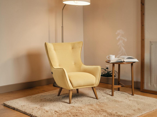 Fauteuil Oorfauteuil Cocktailsfauteuil Stof Woonkamer Polyester Geel Zitplaats