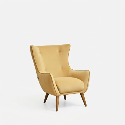 Fauteuil Oorfauteuil Cocktailsfauteuil Stof Woonkamer Polyester Geel Zitplaats