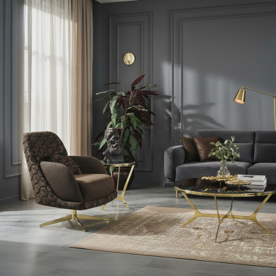 Fauteuil Oorfauteuil Cocktailsessel Stof Woonkamer Polyester Bruin