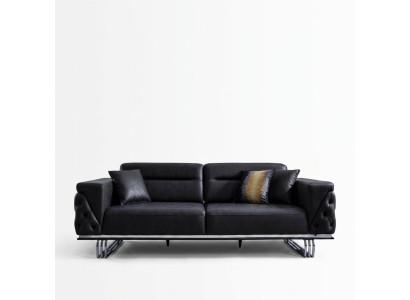 Dries zitsbank 3-zitsbanken Zwart kunstleer Woonkamer Luxe