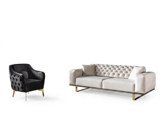 Chesterfield bankstel bank 3-zits fauteuil stof luxe wit bankstellen -> Chesterfield bankstel bank 3-zits fauteuil stof luxe wit bankstellen