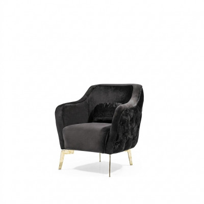 Fauteuil Chesterfield oorfauteuil stof woonkamer polyester zwart