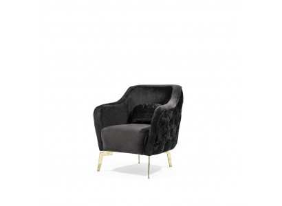 Fauteuil Chesterfield oorfauteuil stof woonkamer polyester zwart