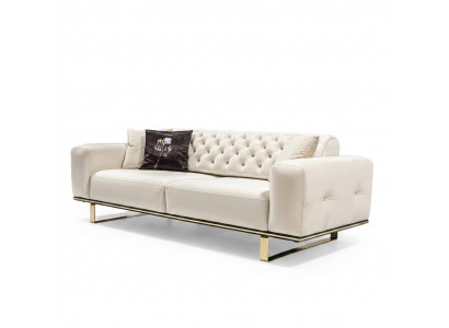 Driepersoons Chesterfield bank 3-zits bank Witte stof Woonkamer Luxe