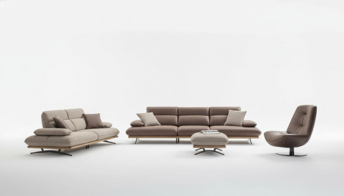Bankstel Bankstel 4+3+1 Zits fauteuil Luxe kunstleer Bruin Groep