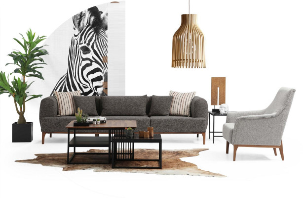 Fauteuil Oorfauteuil Cocktails fauteuil Stof Woonkamer Grijs Modern Design