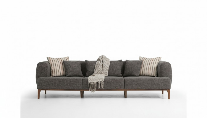 Driesitsbank 3-zitsbanken Grijs Stof Woonkamer Luxe Modern Nieuw