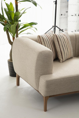 Driepersoonsbank 3-zitsbanken Beige Stof Modern Luxe Nieuw