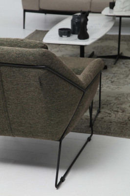 Moderne bankstel driepersoons fauteuil bank stoffen meubelgroep set