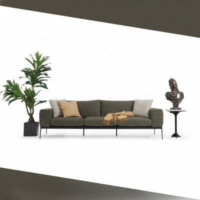 Driedelige bank 3-zits banken Grijs stof Woonkamer Luxe Modern Nieuw