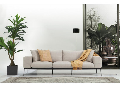 Driespersoons bank 3-zits banken beige stof woonkamer luxe modern nieuw