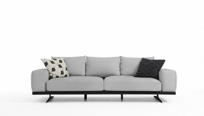 Tweezitsbank 2-zitter Stof Grijs Modern Design Woonkamer Polyester