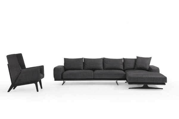 Hoekbank L-vorm Fauteuil Bank Woonkamer Grijs Modern Stof Bankstellen Zitplaatsen