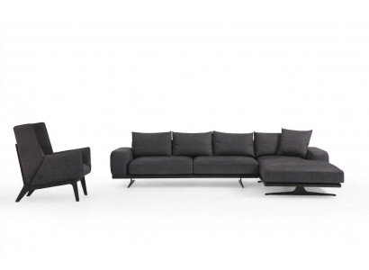 Hoekbank L-vorm Fauteuil Bank Woonkamer Grijs Modern Stof Bankstellen Zitplaatsen