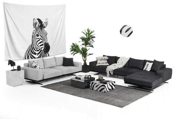 Sofa set Bank 3-zits fauteuil Driezits Grijs Modern Stof Zitplaats