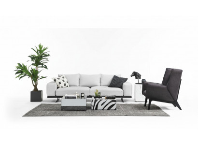 Bankstel Bankstel 2-zits fauteuil Tweezitter Grijs Modern Stoffen Set