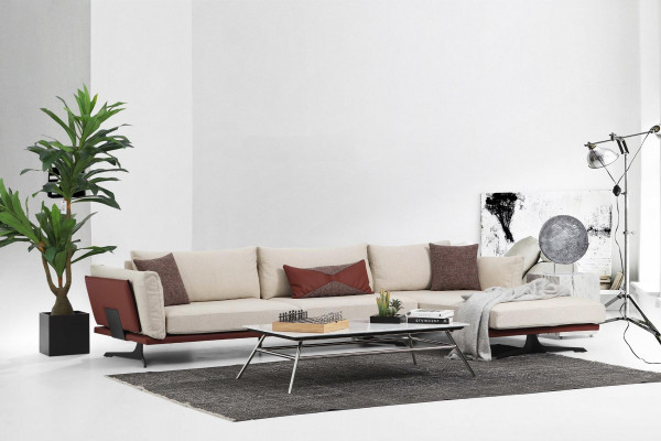Sofaset hoekbank L-vorm 2-zits Beige Modern Stoffen bankstel met hoek