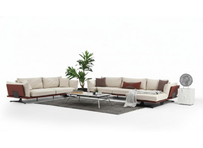 Sofaset hoekbank L-vorm 2-zits Beige Modern Stoffen bankstel met hoek