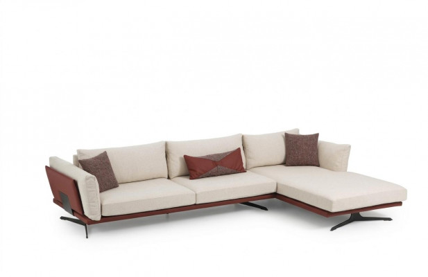 Hoekbank L-vorm Beige Modern Stof Ontwerp Woonkamer Bank Polyester