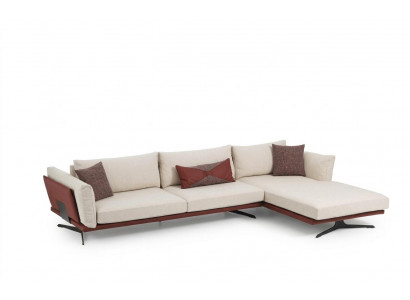 Hoekbank L-vorm Beige Modern Stof Ontwerp Woonkamer Bank Polyester