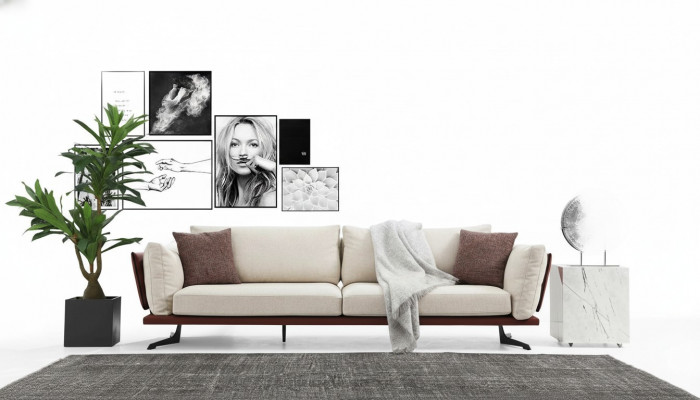 Vierzitsbank 4-zits Stof Beige Modern Ontwerp Woonkamer Luxe